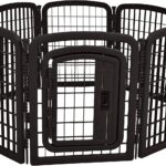 Amazon Basics 8-Panel Octagonal Plastic Pet Pen Fence Enclosure With Gate, 59 x 58 x 28 Inches, Black