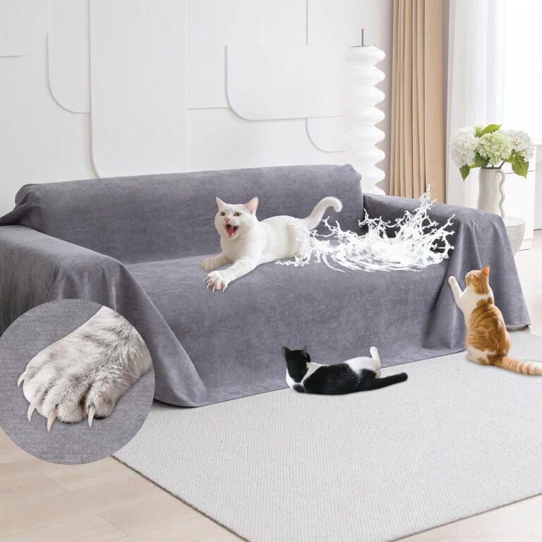 Loiion Cat Scratch Furniture Protector - Anti-Slip, Waterproof Sofa Cover to Keep Cats Off, Pet-Friendly Couch Protectors for 3 Cushion Couch, Gray Anti-Scratch Couch Cover for Pets and Kids 118"X71"