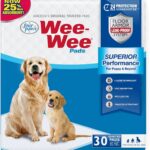 Four Paws Wee-Wee Superior Performance Unscented Pee Pads for Dogs & Puppies, Quilted Leak-Proof Dog Housebreaking Potty Training Floor Protection, 22" x 23", 30 Count