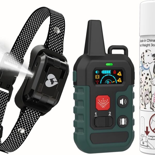 Citronella Dog Training Collar with Remote & 1* Spray Refill, 4 Modes Beep/Vibration/Spray/Spray Enhancement, Humane Safe Dog Bark Collar, Waterproof Spray Collar, Range 300M Only Work with Remote