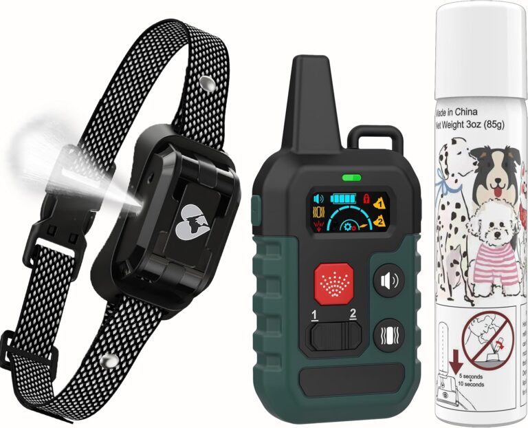 Citronella Dog Training Collar with Remote & 1* Spray Refill, 4 Modes Beep/Vibration/Spray/Spray Enhancement, Humane Safe Dog Bark Collar, Waterproof Spray Collar, Range 300M Only Work with Remote