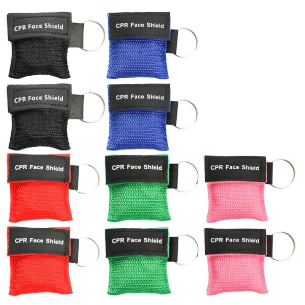 KONGDY 10pcs CPR Face Shield, CPR Pocket Mask Keychain with One-Way Valve Breathing Barrier