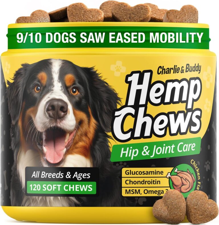 Hemp Hi and Jint Supplement for Dogs - 120 Hemp Treats with Glucosamine, Chondroitin, MSM, Turmeric - Dog Jint Pin Rlief Chews Improve Mobility, Flxibility, Strngthen Bones, Speed up Rcovery