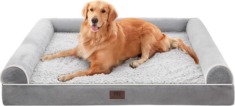 WESTERN HOME Dog Beds Large Sized Dog, Orthopedic Large Pet Bed with Waterproof Lining, Removable Washable Cover and Nonskid Bottom, Medium Couch, Grey