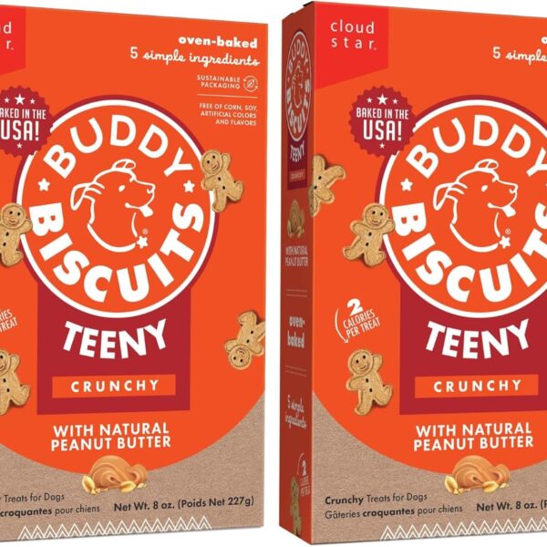 Buddy Biscuits 8 oz Box of Teeny Crunchy Dog Treats Made with Natural Peanut Butter (Pack of 2)