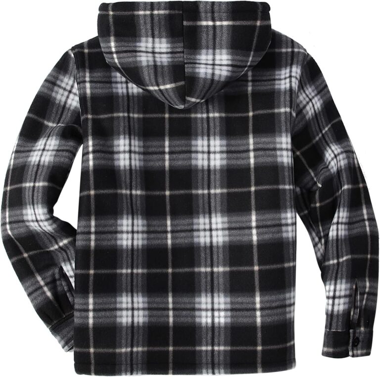 SCODI Men's Flannel Shirt Jacket Fleece Sherpa Lined Plaid Jackets Coat Full Zip Up Hoodie Winter Outwear