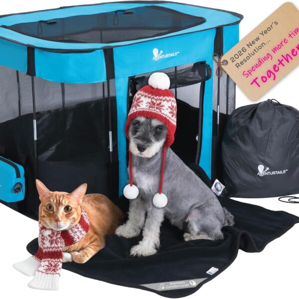 Portable Dog Playpen Medium - Cat Playpen for Indoor Cats Enclosed - Foldable Collapsible Fabric Pen - Travel Puppy Kitten Crate Kennel - Indoor Outdoor popup Tent for Pets Small Dogs Puppies Kittens