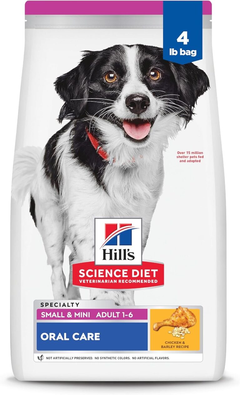 Hill's Science Diet Oral Care, Adult 1-6, Small & Mini Breeds Plaque & Tartar Buildup Support, Dry Dog Food, Chicken, Rice, & Barley, 4 lb Bag