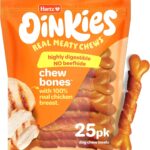 Hartz Oinkies Chew Bones with Real Chicken Breast, Rawhide Free Dog Treats, Highly Digestible Dog Chews, 25 Count