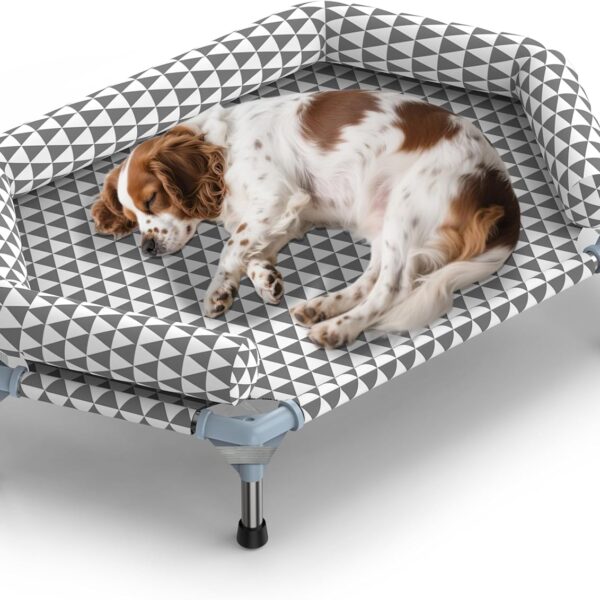 Orthopedic Dog Bed for Medium Dogs - Removable Bolsters & Cleanable Cover,Elevated Outdoor Dog Bed,Easy to Assemble,Up to 100lbs,Medium
