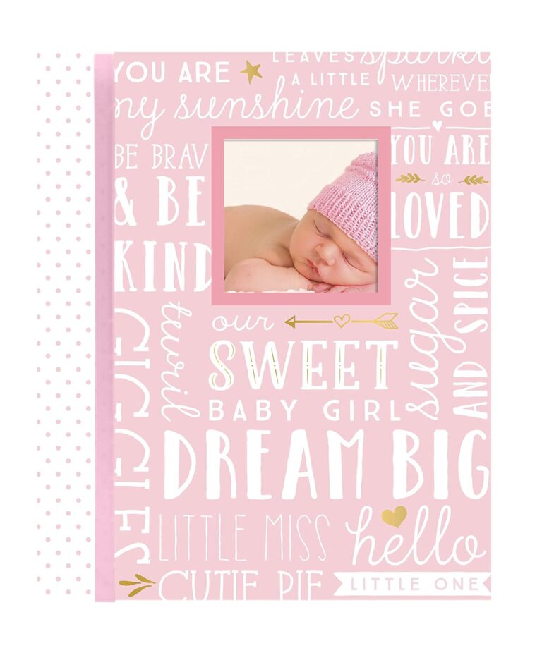 Lil Peach Dream Big Baby Memory Book  Guided Fill-In Journal & Photo Album for Babys First 5 Years (Pink)  46 Acid-Free Pages, Baby Girl Gift for New & Expecting Parents