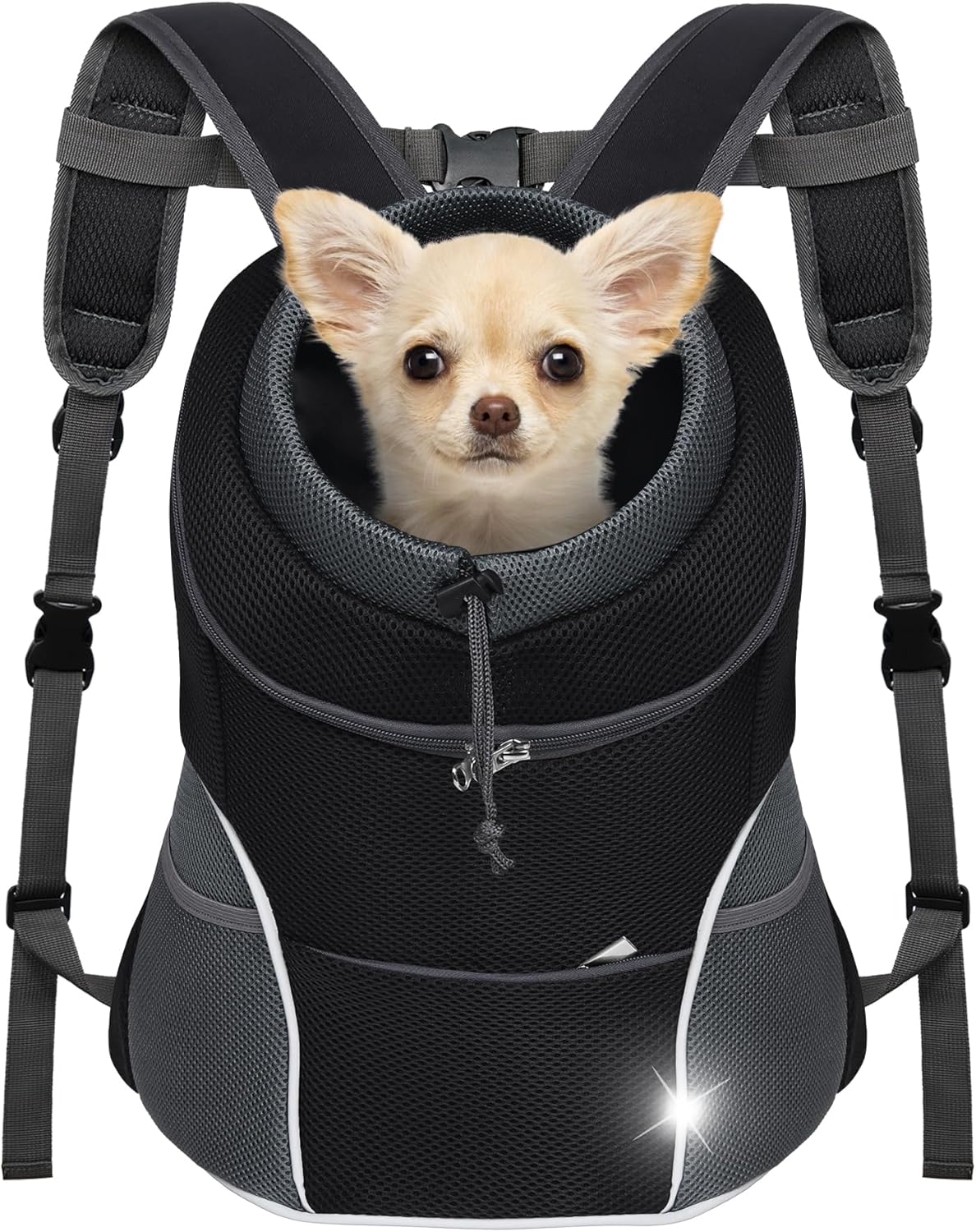 YUDODO Dog Front Carrier Backpack, Adjustable Breathable Pet Carrier for Small Dogs Cats, Ventilated Puppy Back Pack with Safety Belt, Lightweight Doggy Backpack for Hiking Outdoor (Black, M) YUDODO Dog Front Carrier Backpack, Adjustable Breathable Pet Carrier for Small Dogs Cats, Ventilated Puppy Back Pack with Safety Belt, Lightweight Doggy Backpack for Hiking Outdoor (Black, M)