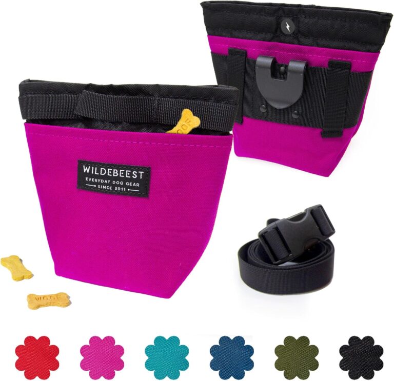 Wildebeest Dog Treat Pouch, Dog Treat Bag, Dog Training Treat Pouch, Dog Travel Bag, Pet Treat Pouch, Magnetic Closure, 2 Water-Resistant Compartments, Detachable Waist Strap & Belt Clip