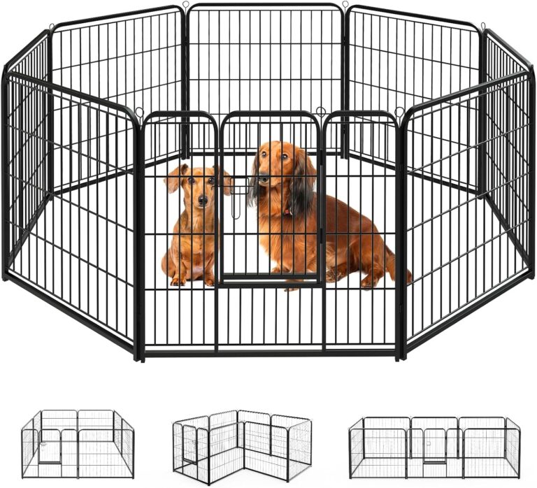 SMUG Heavy-Duty Iron Dog Playpen  8 Panel 24 Durable, Rust-Resistant Pet Fence for Indoor & Outdoor Use, Secure & Spacious Pet Play Area for Dogs, Puppies & Small Animals