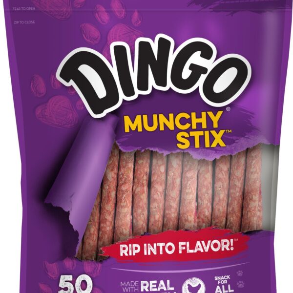 Dingo Munchy Stix for Dogs, Made with Real Chicken Treats for Small, Medium, and Large Breads 50-Count