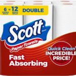 Scott Paper Towels, Choose-A-Sheet, 6 Double Rolls = 12 Regular (108 Sheets Per Roll)