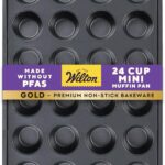 Wilton Gold Non-Stick 24-cup Muffin Pan, Stainless Steel Bakeware, Made without PFAs, 16 x 10 x 1 in., Packaging may Vary