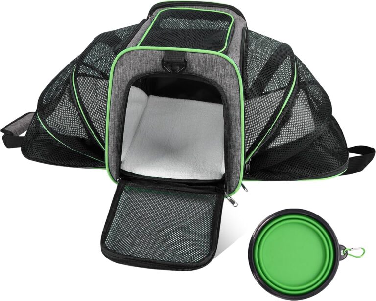 Cat Carrier TSA Airline Approved - Expandable Soft Cat Dog Pet Carrier, Collapsible Pet Travel Bag Carrier with Foldable Pet Bowl for Large Cats Small Dogs for Camping Vet Visiting 17 * 11 * 11