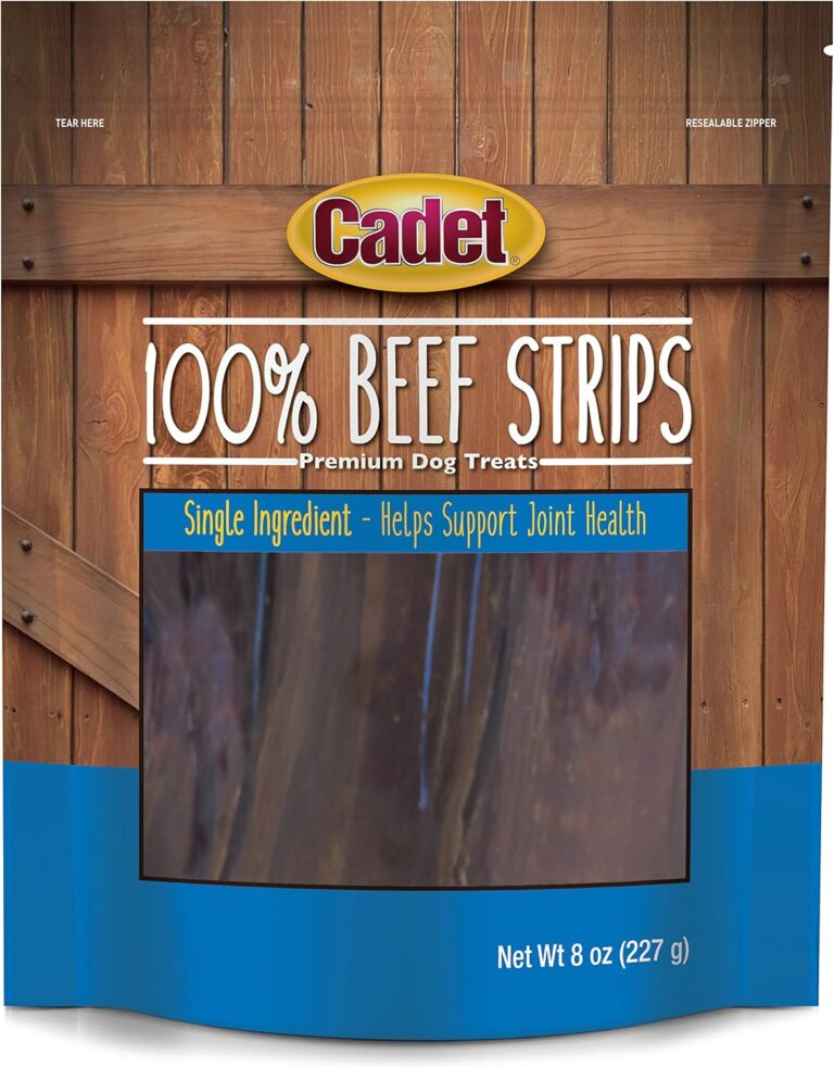 Cadet 100% Beef Strip Long Lasting Chews for Dogs, Single Ingredient Beef Esophagus Dog Treats, Natural High Protein Rawhide Alternative for Small & Large Dogs, 8 Ounce