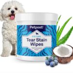 Petpost Tear Stain Remover Wipes for Dogs | 100 Count Gentle Eye Wipes with Juniper Berry & Coconut | Dog Face Wipes for Tear Stains & Eye Discharge | Soft Cotton Pads, Bleach Free