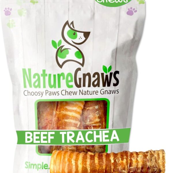 Nature Gnaws Beef Trachea Chews for Dogs 6" (6 Count) - Long Lasting Natural Crunchy Dog Chew Bones - Rawhide Free