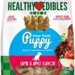 Nylabone Healthy Edibles Natural Puppy Chews Long Lasting Treats for Puppies, Lamb & Apple Flavor, Small/Regular (12 Count)