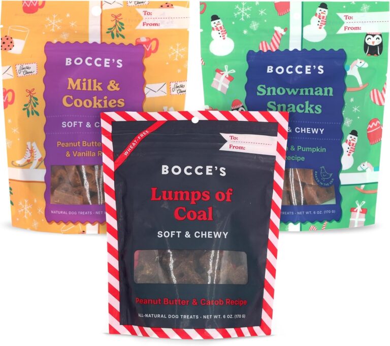 Bocces Bakery Holiday Soft & Chewy Bundle Dog Treats, All-Natural Wheat-Free Christmas Dog Treats, 6 oz (Pack of 3)