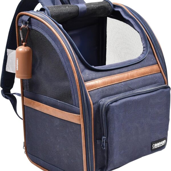 JESPET & GOOPAWS Pet Carrier Backpack for Dogs and Cats, Collapsible with Breathable Mesh Dog Backpack, for Hiking Travel Camping Outdoor Hold Pets Up to 25 Lbs (Navy Blue)
