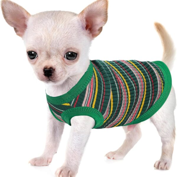 Elevate Your Pet's Comfort and Fashion: Premium 100% Cotton Rib Dog Shirt Vest for Small Breeds Like Chihuahuas, Yorkies, and Puppies .Year-Round Style with Tank-Style Puppy Attire Green Small