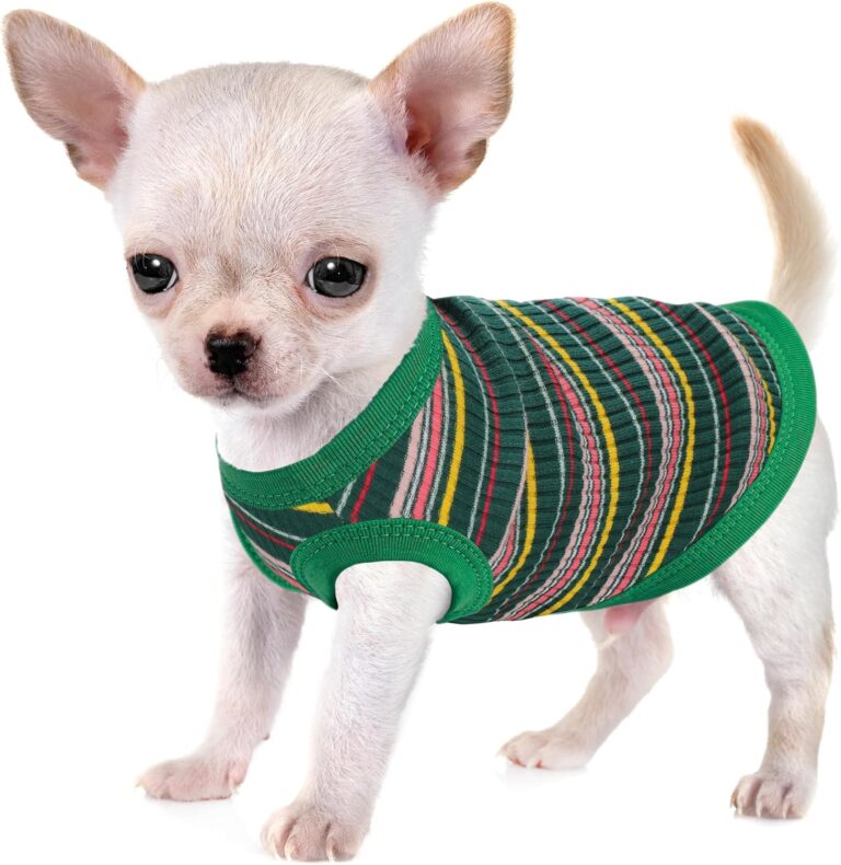 Elevate Your Pet's Comfort and Fashion: Premium 100% Cotton Rib Dog Shirt Vest for Small Breeds Like Chihuahuas, Yorkies, and Puppies .Year-Round Style with Tank-Style Puppy Attire Green Small