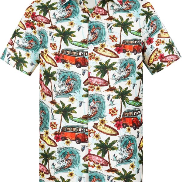 Yoimira Hawaiian Shirts for Men, Print Mens Casual Short Sleeve Button Down Shirts Floral Aloha Beach Shirt