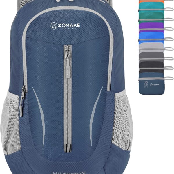 ZOMAKE Ultra Lightweight Packable Backpack 25L - Foldable Hiking Backpacks Water Resistant Small Folding Daypack for Travel(Navy Blue)