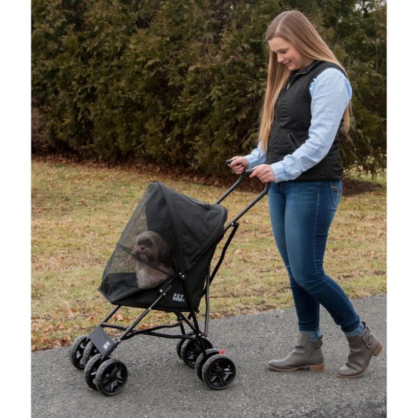 Pet Gear Travel Lite Plus Stroller, Compact, Easy Fold, No Assembly Required, Large Wheels for Cats and Dogs up to 15 pounds, Onyx