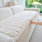 Fuzzy Couch Cover for Dogs Washable, Non Slip Couch Covers for 3 Cushion Sofa Pet Friendly, Soft Pet Couch Covers for Sofa, Dog Cover for Couch Furniture Protector(1,Beige White,27.6"x82.7")