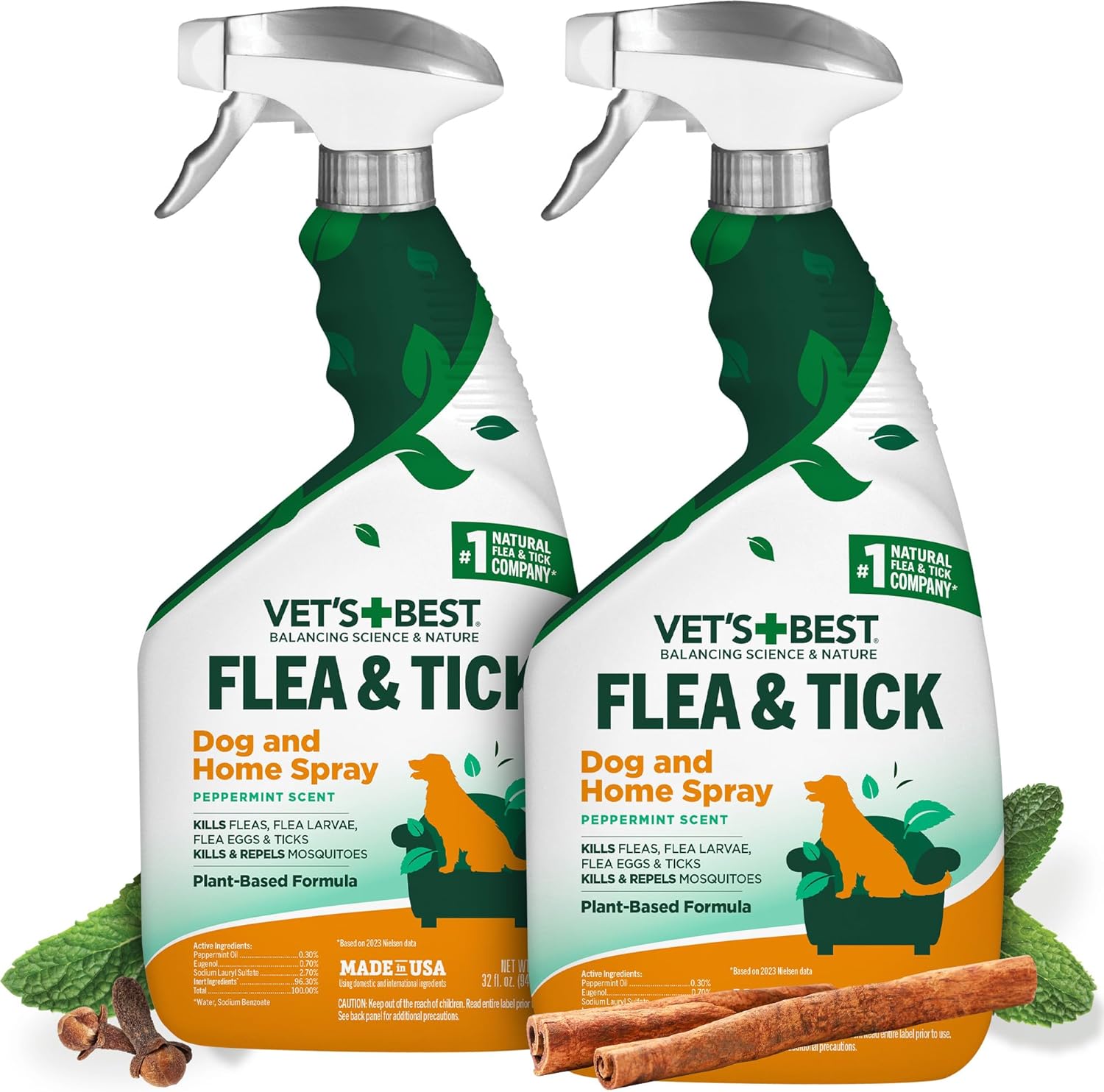 Vets Best Flea and Tick Home Spray Plant-Based Flea and Tick Treatment for Dogs and Indoor Use Natural Spray with Essential Oils for Flea Control in Home 32 oz Bottles, 2 Pack Vets Best Flea and Tick Home Spray Plant-Based Flea and Tick Treatment for Dogs and Indoor Use Natural Spray with Essential Oils for Flea Control in Home 32 oz Bottles, 2 Pack