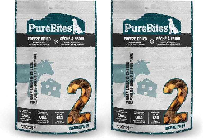 PureBites Freeze Dried Beef & Cheese Dog Treats, 120g | 4.2oz, Mid Size 2 Pack