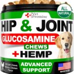 Vet Promise Hemp Hip and Joint Support Supplement for Dogs - Glucosamine for Dogs - Hemp Oil, MSM, Chondroitin - Support for Joint Pain Relief and Health - 120 Soft Chews - Made in USA