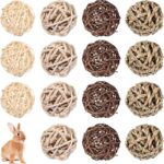 Skylety 15 Pieces Small Animal Chew Balls Rabbits Bunny Treat Chew Toys Guinea Pigs Chinchilla Balls Rolling Activity Play Grass Toys for Pet Teeth Grinding Gnawing Biting(Classic Style,1.97")
