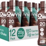 OWYN Only What You Need Dark Chocolate Flavored Protein Shake, 20g Protein, 4g Sugar, 3g Fiber, Dairy Free, Plant Based Protein Drink 12 Count