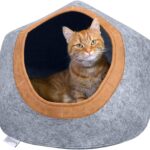 Kitty City Felt Round Bed, Warm and Cozy cat Bed, Gray