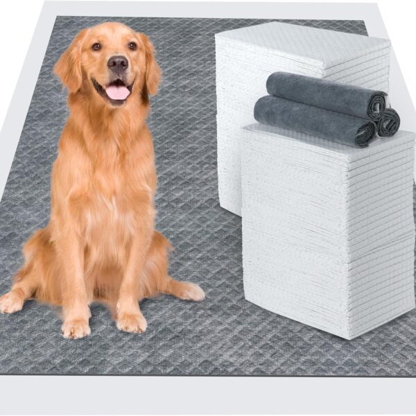 60pcs Charcoal Puppy Pads - Extra Large 24" x 36" Carbon Odor Control, 6-Layer Leak-Proof & Quick Dry Dog Training Pads