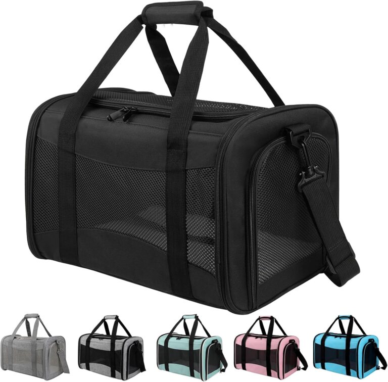 Yipincover Carriers Soft-Sided Pet Carrier for Cats Dogs Under 15 lbs,TSA Airline Approved with 4 Ventilated Windows(Medium,Black)