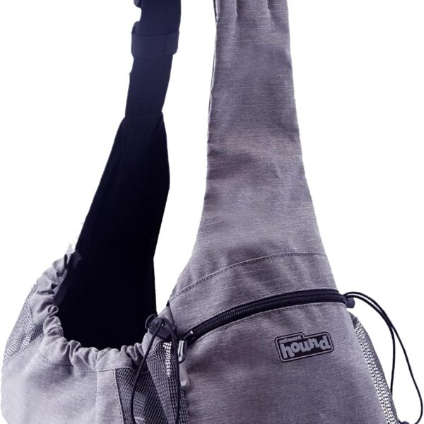 Outward Hound PupPak Sling Dog Carrier, Grey  Hands-Free Sling for Small Pets up to 15 lbs, Adjustable Strap, Mesh Ventilation, Zippered Pocket, Drawstring Fit  Ideal for Travel & Adventures