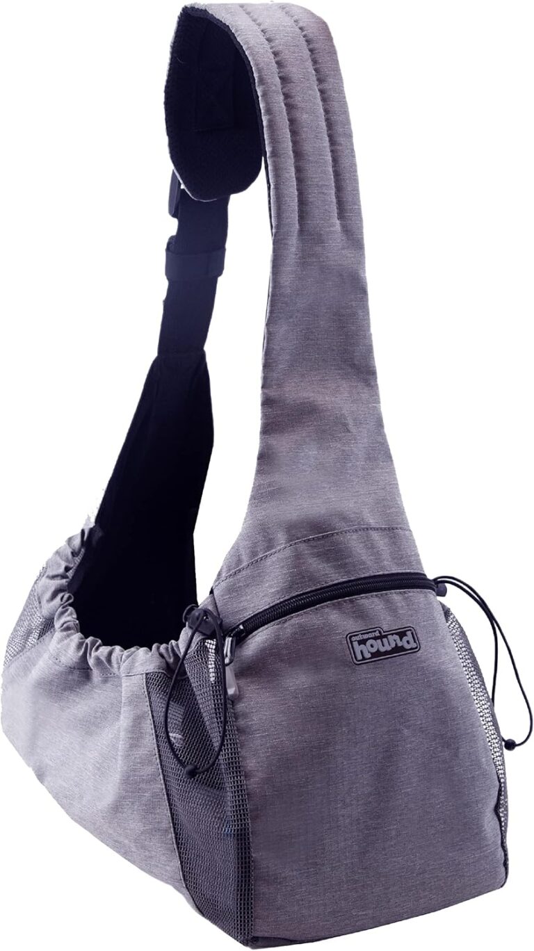 Outward Hound PupPak Sling Dog Carrier, Grey  Hands-Free Sling for Small Pets up to 15 lbs, Adjustable Strap, Mesh Ventilation, Zippered Pocket, Drawstring Fit  Ideal for Travel & Adventures