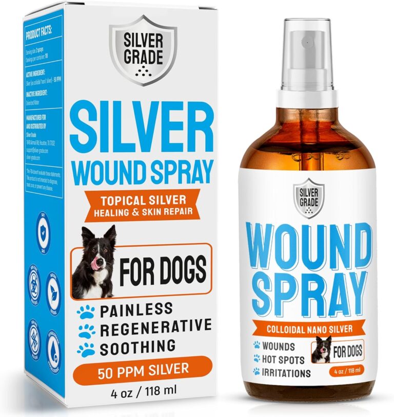 Silver Dog Wound Spray Helps with Hot Spots, Irritations, Bites, Burns, Rashes, Itch, Scratching  Better Use with a Dog Cone to Stop Licking  Safe for Large and Small Breeds  4 oz