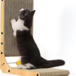 FUKUMARU Cat Scratcher, 18.9 Inch L Shape Cat Scratch Pad, Vertical Cat Scratcher Wall Mounted, Cat Scratching Cardboard with Ball Toy for Indoor Cats
