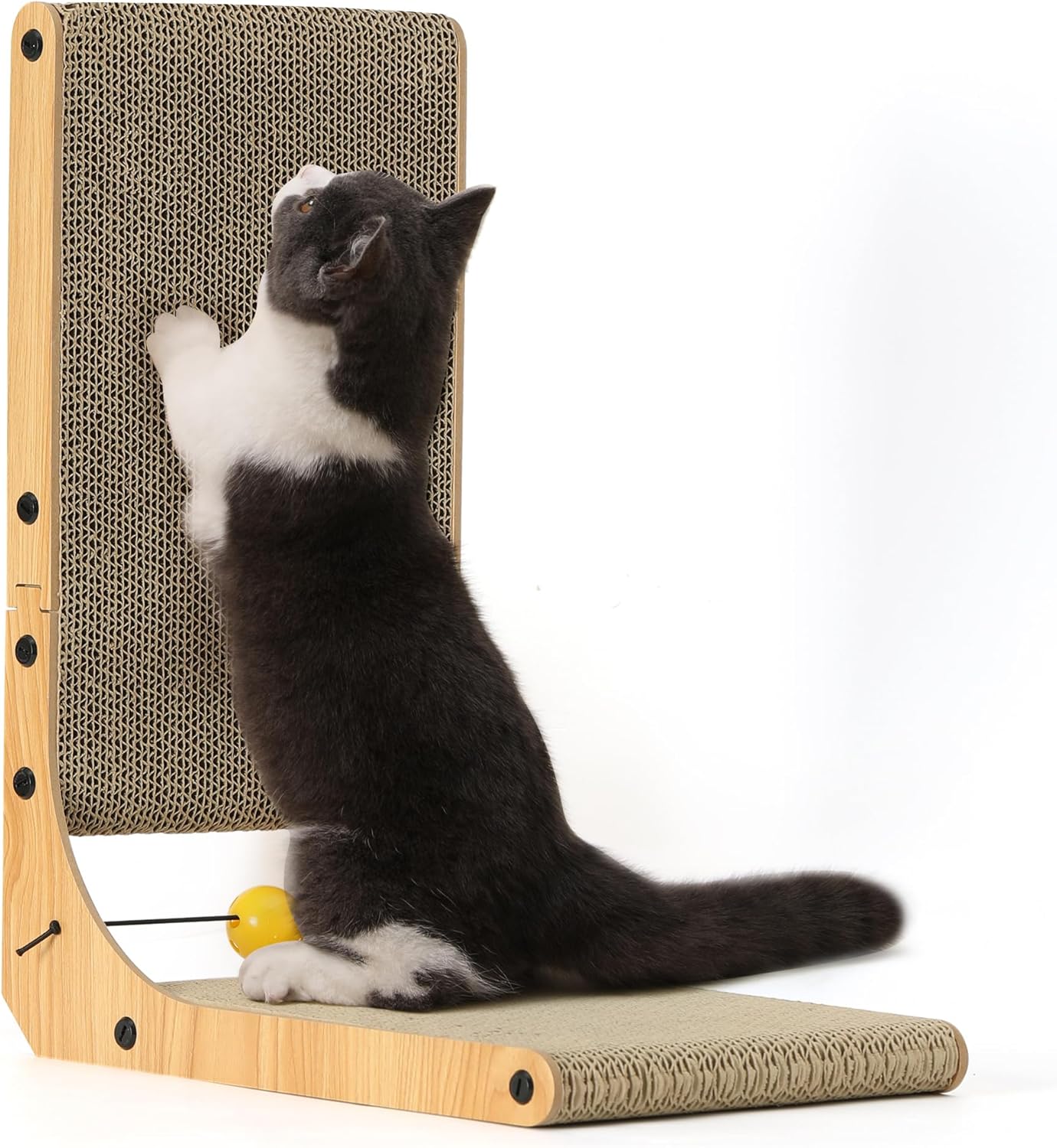 FUKUMARU Cat Scratcher, 18.9 Inch L Shape Cat Scratch Pad, Vertical Cat Scratcher Wall Mounted, Cat Scratching Cardboard with Ball Toy for Indoor Cats FUKUMARU Cat Scratcher, 18.9 Inch L Shape Cat Scratch Pad, Vertical Cat Scratcher Wall Mounted, Cat Scratching Cardboard with Ball Toy for Indoor Cats