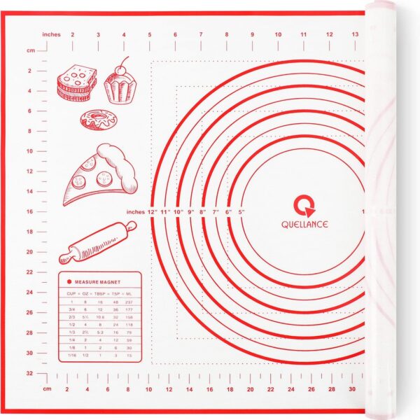 Silicone Pastry Baking Mat Dough - 16x24Inch Large Non Stick Slip Cookie Bread Rolling Mats Sheet, Kitchen Counter Kneading Cooking Board Pad Matt with Measurement for Pie Pizza Cookies Fondant Making