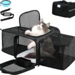 Pet Dog Cat Carrier Soft, Airline Approved Dog Carriers for Small Dogs, Washable Pet Carrier, Large Cat Travel Carriers, Portable TSA Carrier in Cabin, Soft Pet Bag Carrier for Puppy (Black)