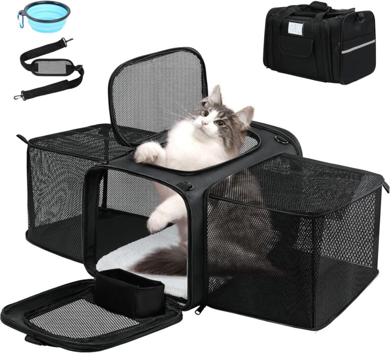 Pet Dog Cat Carrier Soft, Airline Approved Dog Carriers for Small Dogs, Washable Pet Carrier, Large Cat Travel Carriers, Portable TSA Carrier in Cabin, Soft Pet Bag Carrier for Puppy (Black)